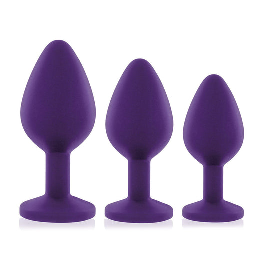 Rianne S 3-Piece Booty Plug Set Purple - Red Garter