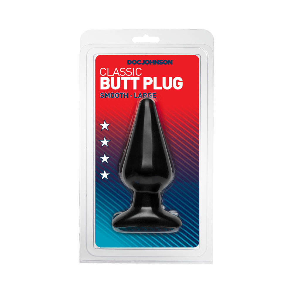 Large Butt Plug (Black) - Red Garter