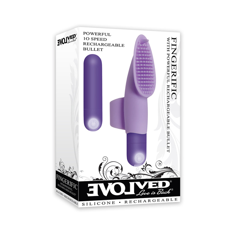 Evolved Fingerific Rechargeable Silicone Finger Vibrator Purple - Red Garter