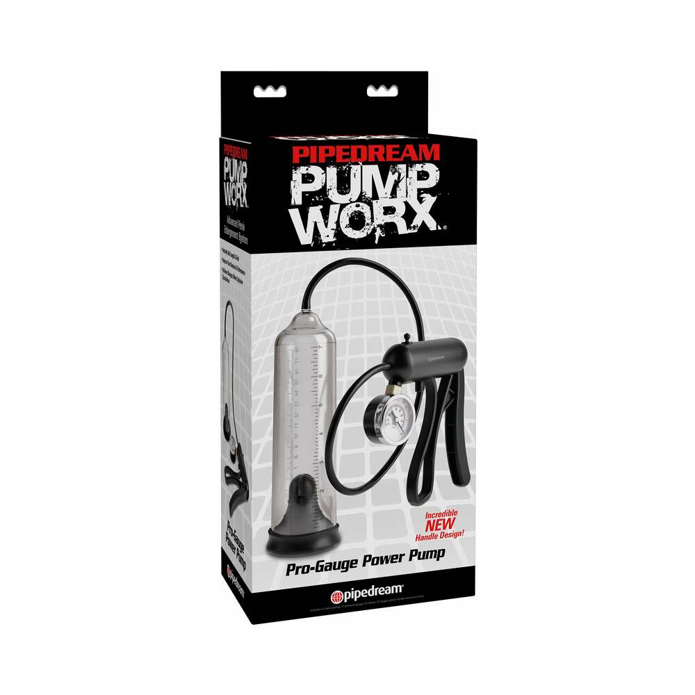 Pipedream Pump Worx Pro-Gauge Power Pump Clear/Black - Red Garter