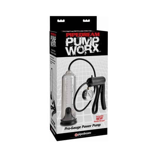 Pipedream Pump Worx Pro-Gauge Power Pump Clear/Black - Red Garter