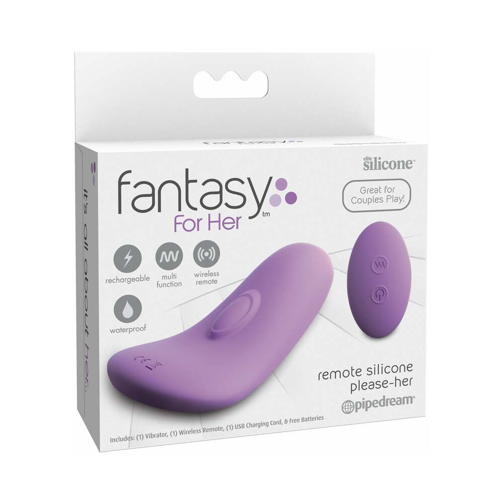 Pipedream Fantasy For Her Remote Silicone Please-Her Rechargeable Vibrator Purple - Red Garter