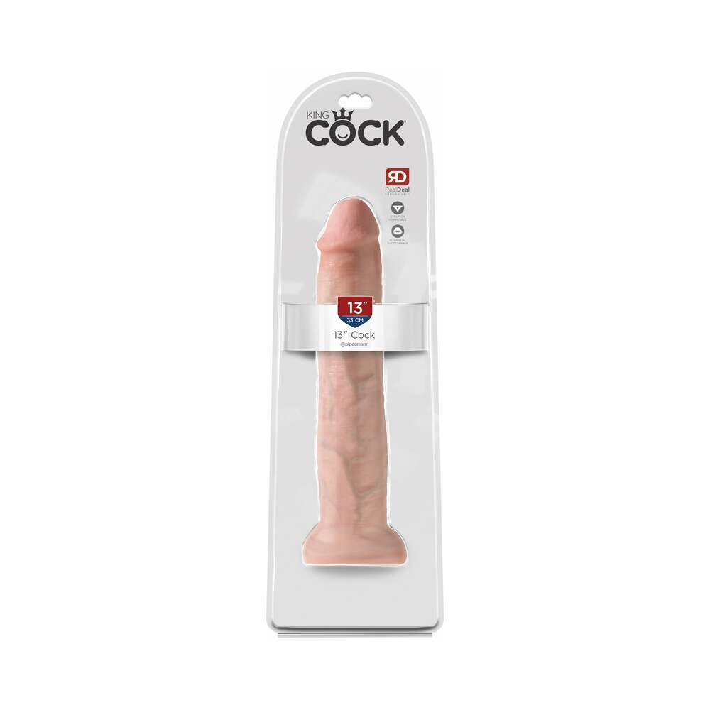 Pipedream King Cock 13 in. Cock Realistic Dildo With Suction Cup Beige - Red Garter