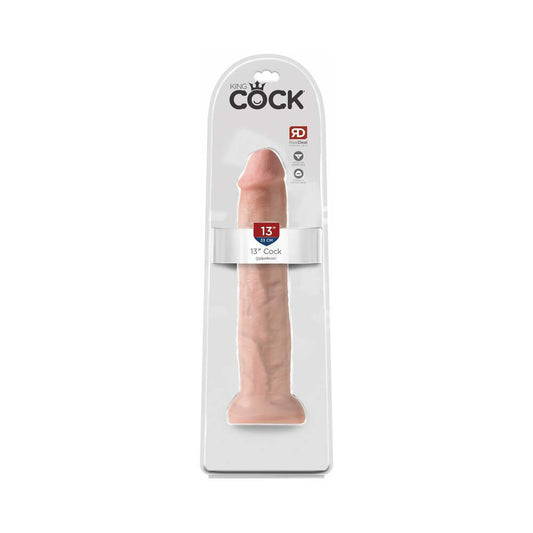Pipedream King Cock 13 in. Cock Realistic Dildo With Suction Cup Beige - Red Garter