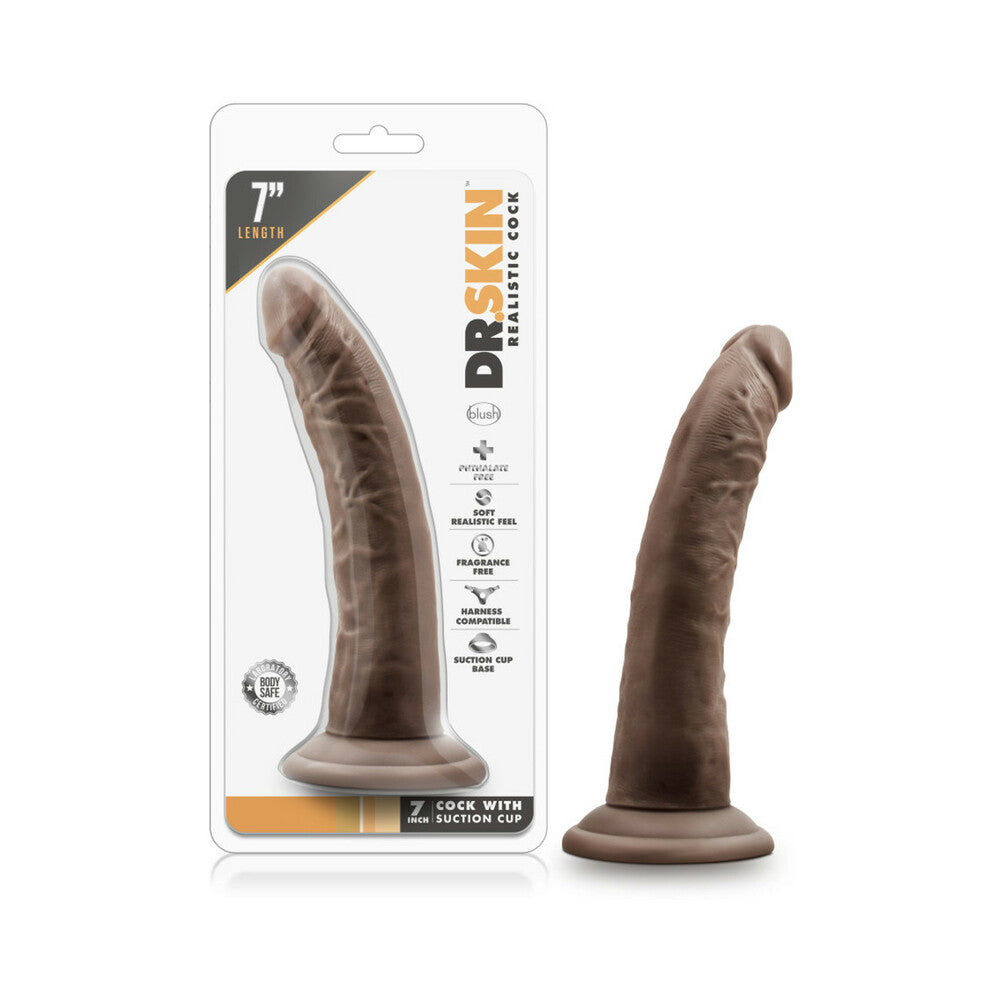 Dr. Skin Realistic 7 in. Dildo Brown - Red Garter