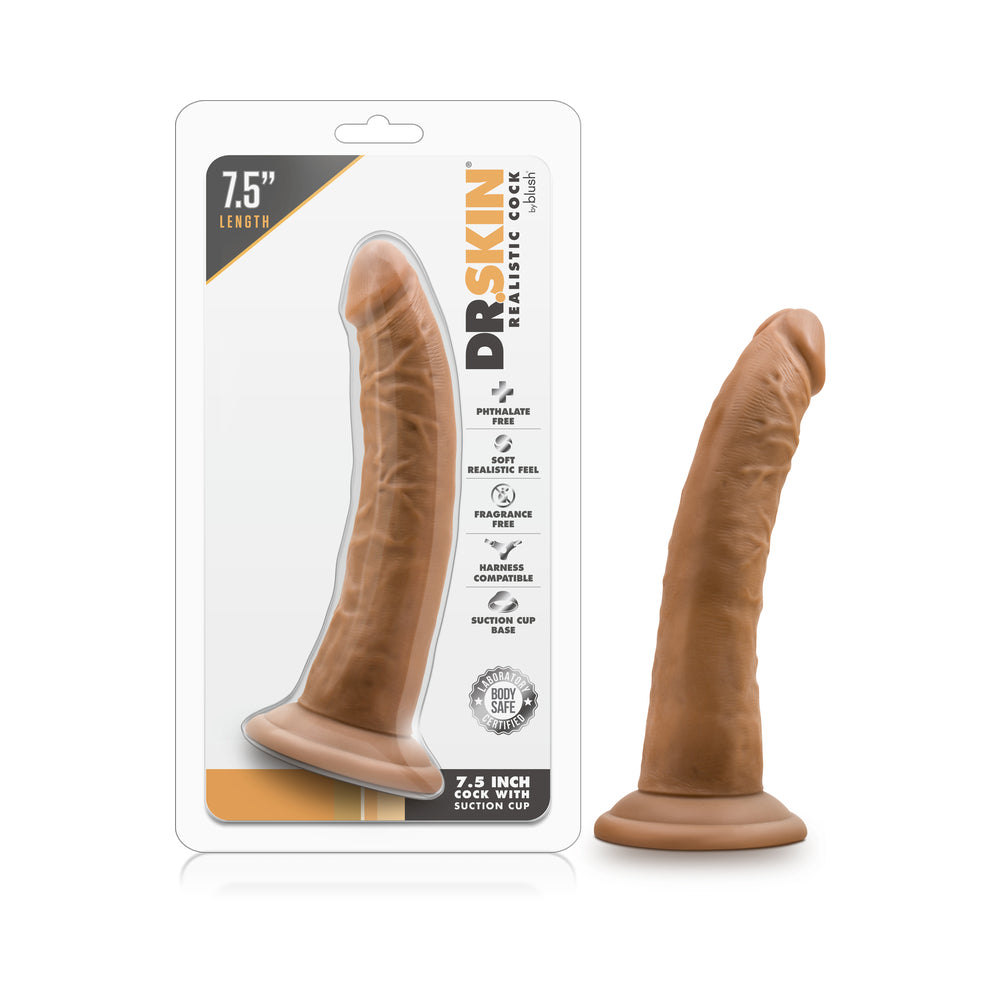 Dr. Skin Realistic 7.5 in. Dildo Tan - Red Garter