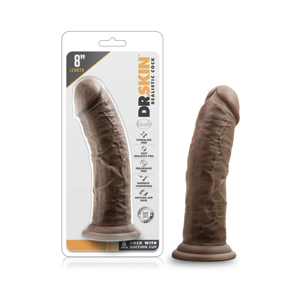 Dr. Skin Realistic 8 in. Dildo Brown - Red Garter
