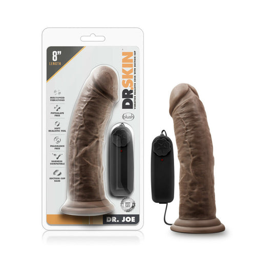 Dr. Skin Dr. Joe Realistic 8 in. Vibrating Dildo Brown - Red Garter