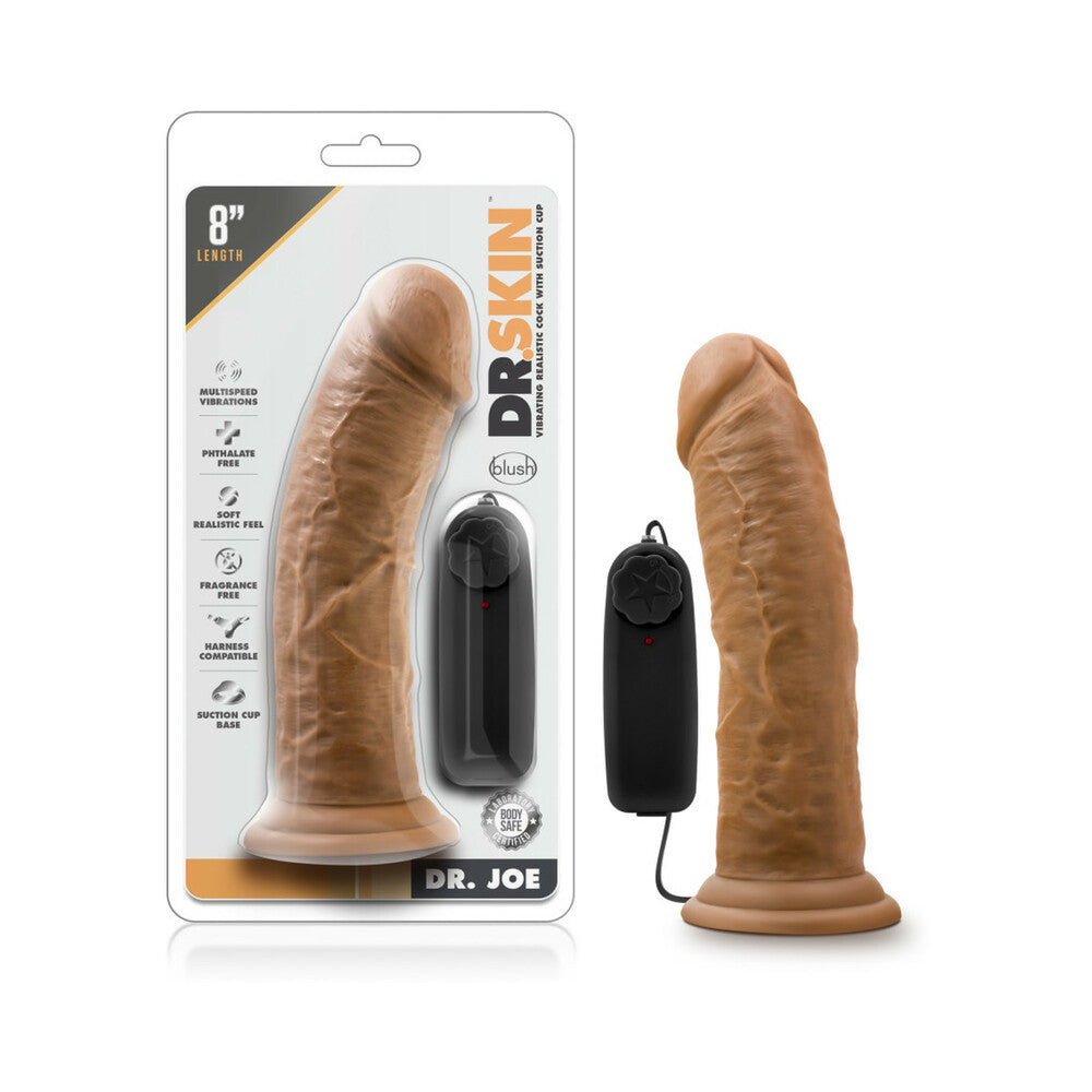 Dr. Skin Dr. Joe Realistic 8 in. Vibrating Dildo Tan - Red Garter