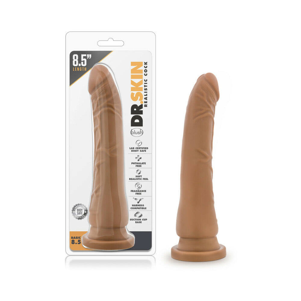 Dr. Skin Basic 8.5 Realistic 8.5 in. Dildo Tan - Red Garter