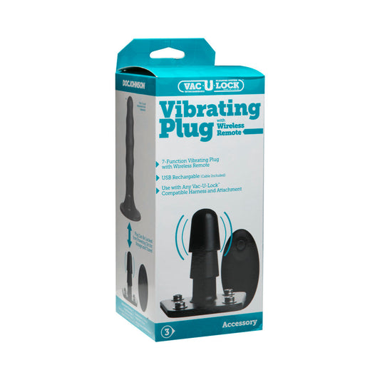 Vac-U-Lock Vibrating Plug with Snaps & Wireless Remote Black - Red Garter