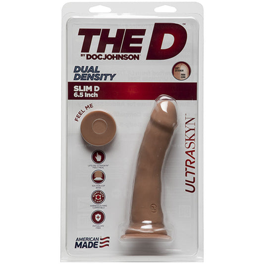 The D Slim 6in without Balls ULTRASKYN Caramel - Red Garter