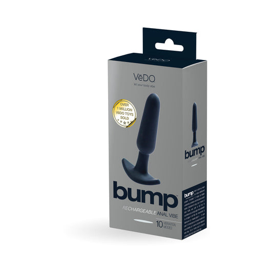 VeDO Bump Rechargeable Anal Vibe - Just Black - Red Garter