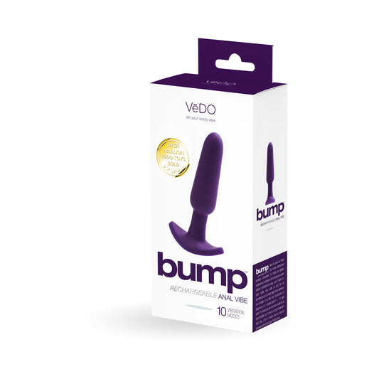 VeDO Bump Rechargeable Anal Vibe - Deep Purple - Red Garter