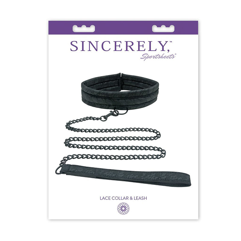 Sincerely, Sportsheets Lace Adjustable Collar & Leash Black - Red Garter