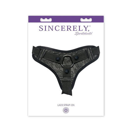 Sincerely, Sportsheets Lace Adjustable Strap-On Harness Black - Red Garter