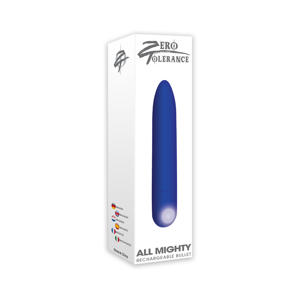 Zero Tolerance All Mighty Rechargeable Bullet Vibrator Blue - Red Garter