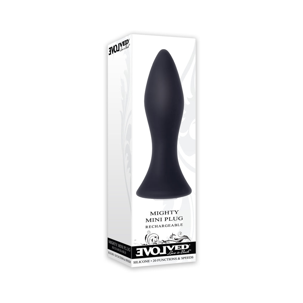 Evolved Mighty Mini Rechargeable Vibrating Silicone Anal Plug Black - Red Garter