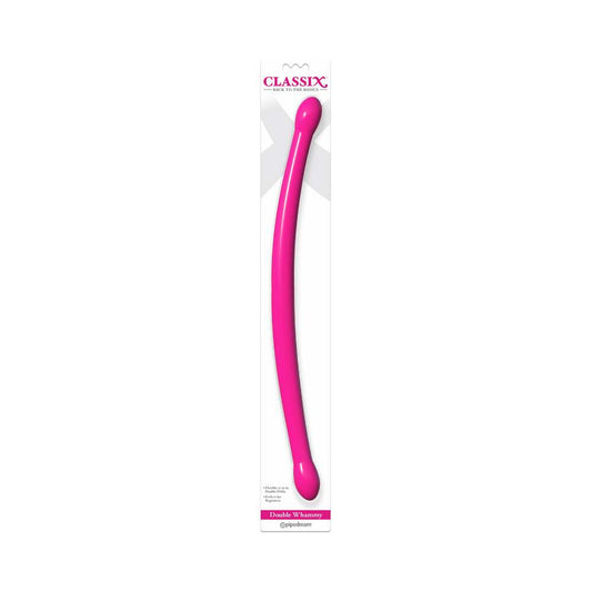 Pipedream Classix Double Whammy 17.25 in. Flexible Dual-Ended Dildo Pink - Red Garter