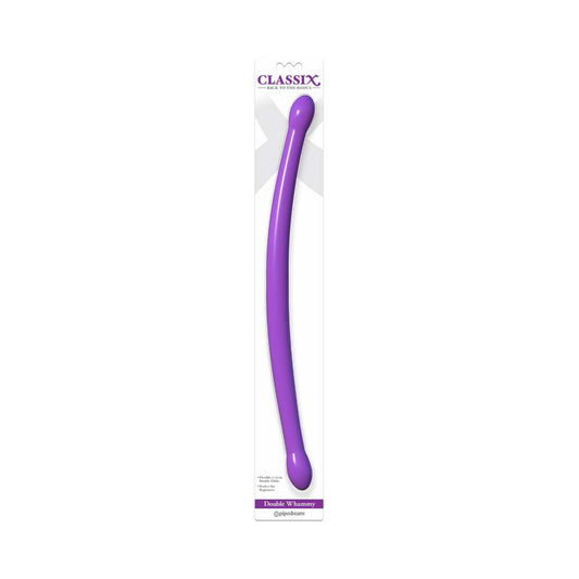 Pipedream Classix Double Whammy 17.25 in. Flexible Dual-Ended Dildo Purple - Red Garter