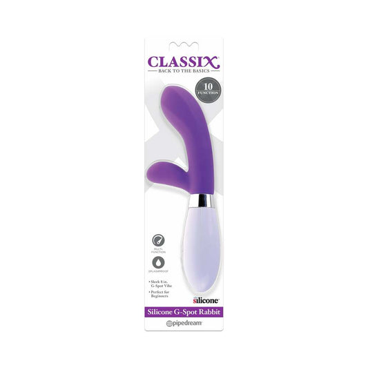 Pipedream Classix Silicone G-Spot Rabbit Vibrator Purple - Red Garter