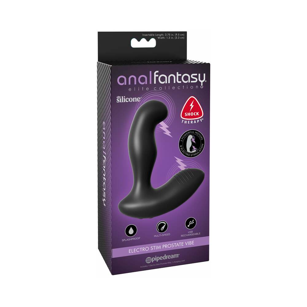 Pipedream Anal Fantasy Elite Collection Electro Stim Prostate Vibe Black - Red Garter