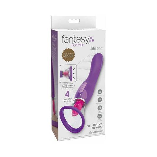 Pipedream Fantasy For Her Her Ultimate Pleasure Dual-Ended Vibrator With Licking Suction Purple - Red Garter