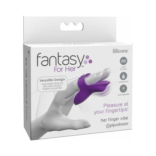 Pipedream Fantasy For Her Rechargeable Adjustable Silicone Her Finger Vibe Purple - Red Garter