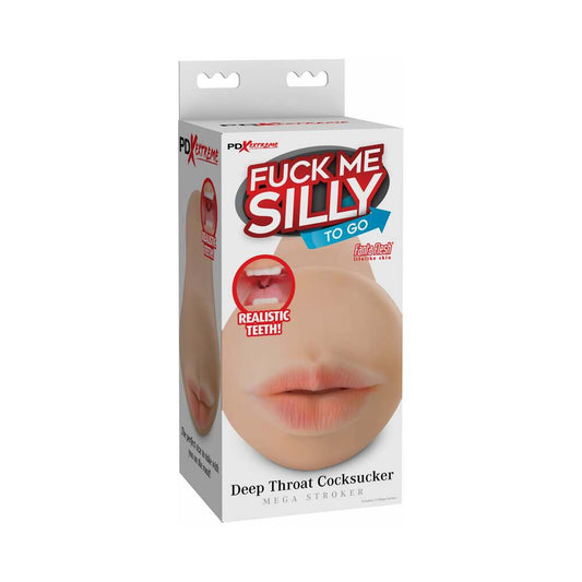 PDX Fuck Me Silly To Go Deep Throat Cocksucker Oral Mega Stroker Beige - Red Garter