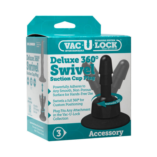 Vac-U-Lock - Deluxe 360° Swivel Suction Cup Plug- Black - Red Garter