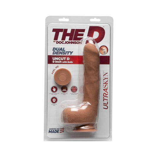 The D - Uncut D - 9 in w/ Balls - ULTRASKYN Caramel - Red Garter