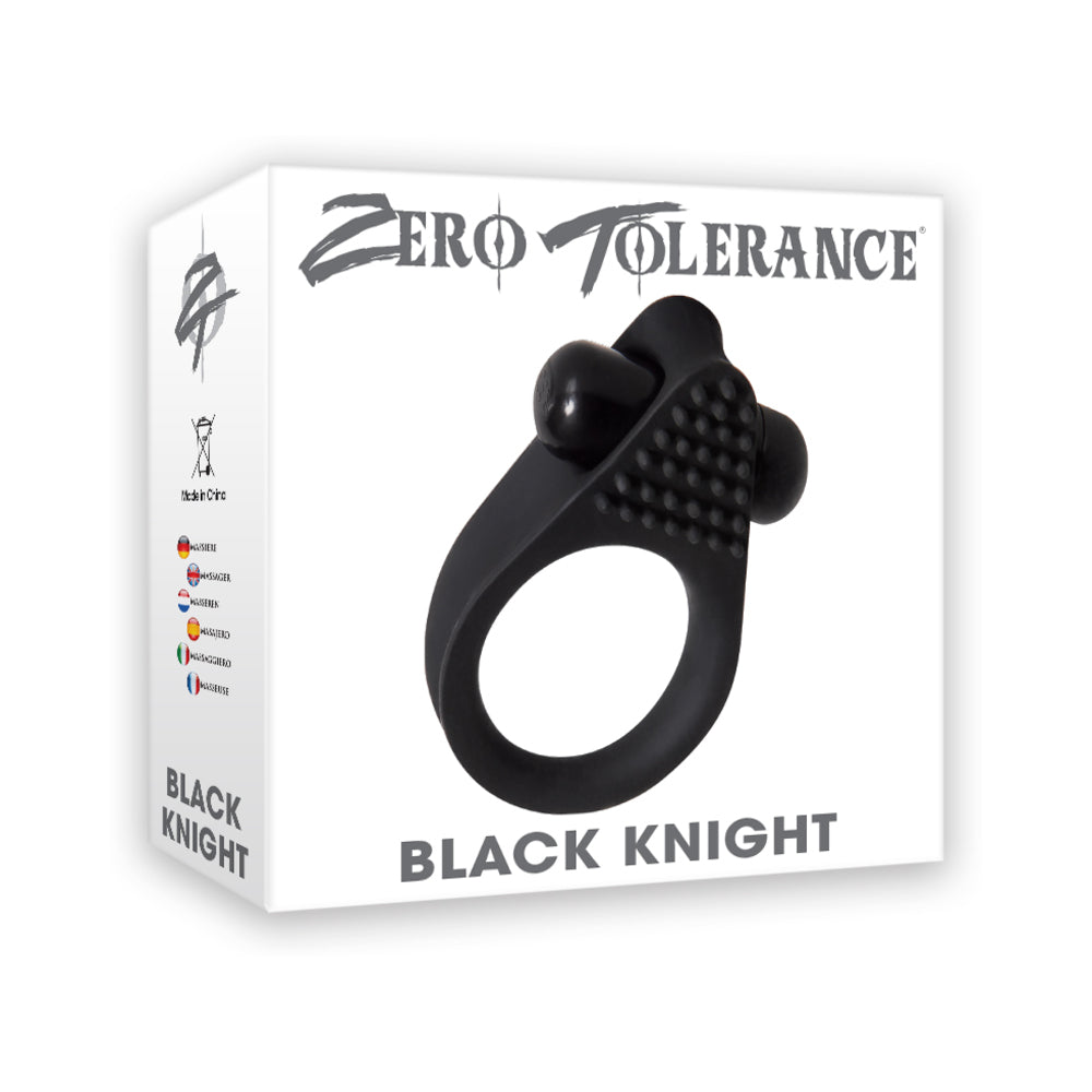 Zero Tolerance Black Knight Vibrating Cockring Black - Red Garter