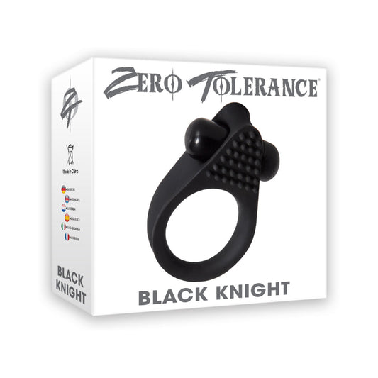 Zero Tolerance Black Knight Vibrating Cockring Black - Red Garter
