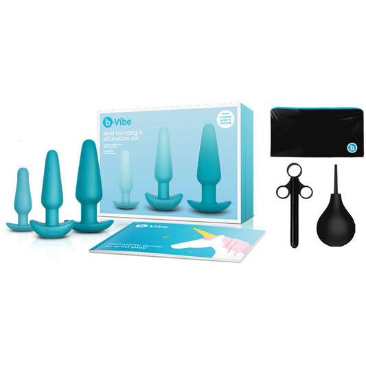 b-Vibe 7-Piece Anal Training & Education Set Teal - Red Garter