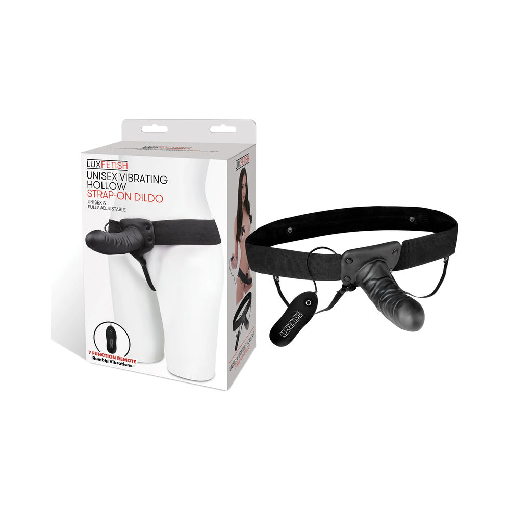 Lux Fetish Unisex Vibrating Hollow Strap-on Dildo Remote-Controlled - Red Garter