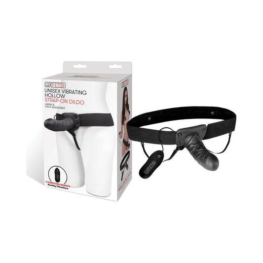 Lux Fetish Unisex Vibrating Hollow Strap-on Dildo Remote-Controlled - Red Garter