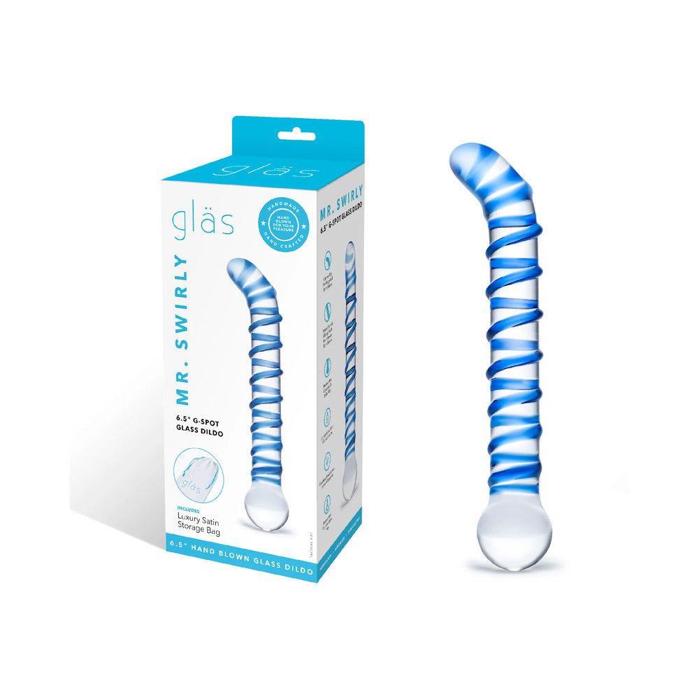 Glas Mr. Swirly 6.5 in. G-Spot Glass Dildo - Red Garter