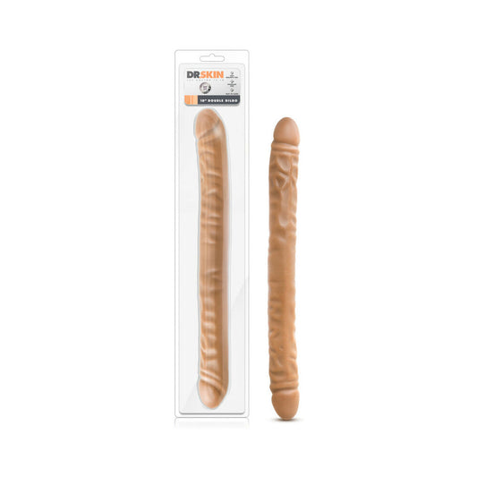Blush Dr. Skin 18 in. Double Dildo Tan - Red Garter