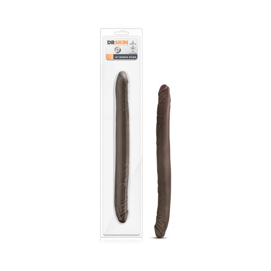 Blush Dr. Skin 16 in. Double Dildo Brown - Red Garter