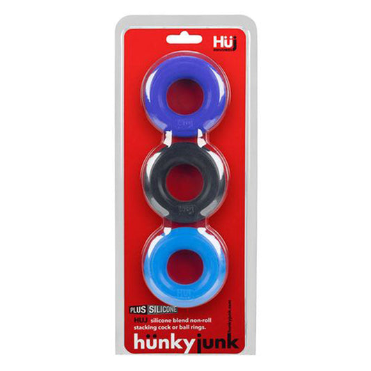 Hunkyjunk HUJ3 3-pack c-ring,  blue multi - Red Garter