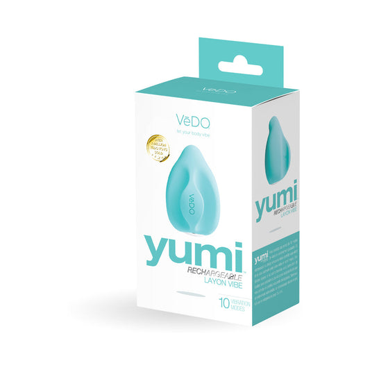 VeDO Yumi Rechargeable Finger Vibe - Tease Me Turquoise - Red Garter