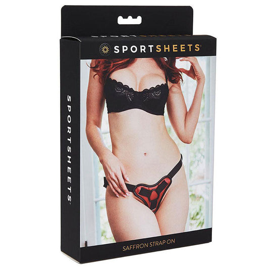 Sportsheets Saffron Adjustable Strap-On Harness Red - Red Garter