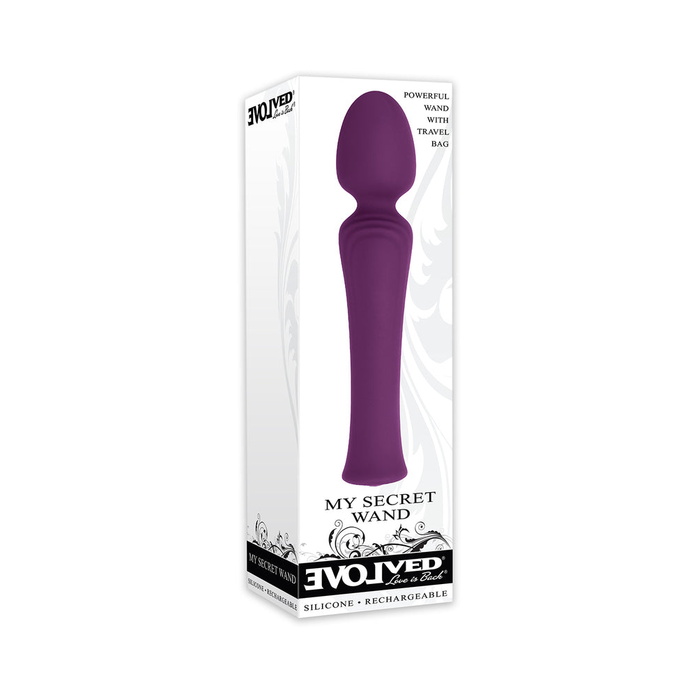 Evolved My Secret Wand Rechargeable Silicone Wand Vibrator Purple - Red Garter