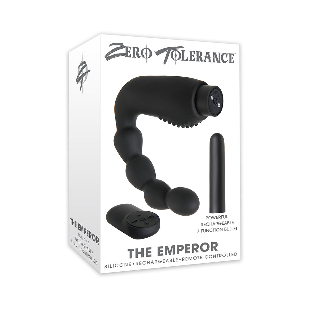 Zero Tolerance The Emperor Vibrating Silicone Prostate Massager Black - Red Garter