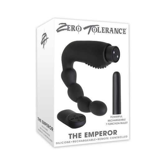 Zero Tolerance The Emperor Vibrating Silicone Prostate Massager Black - Red Garter