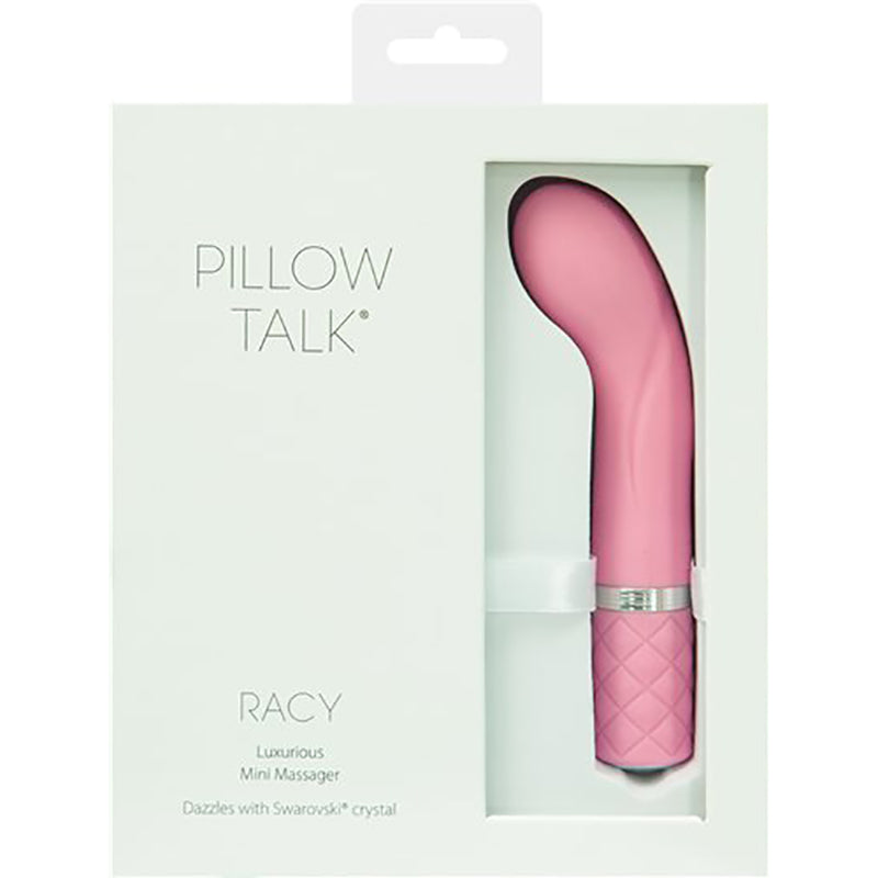 Pillow Talk Racy Mini Massager Pink - Red Garter
