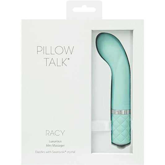 Pillow Talk Racy Mini Massager Teal - Red Garter