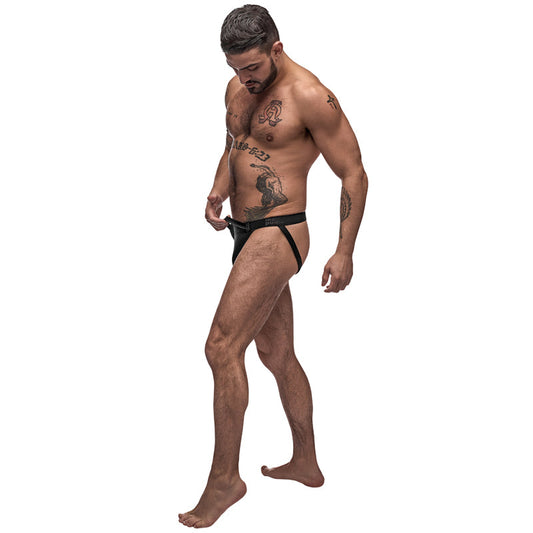 Male Power Grip & Rip Rip Off Jock Black LX - Red Garter