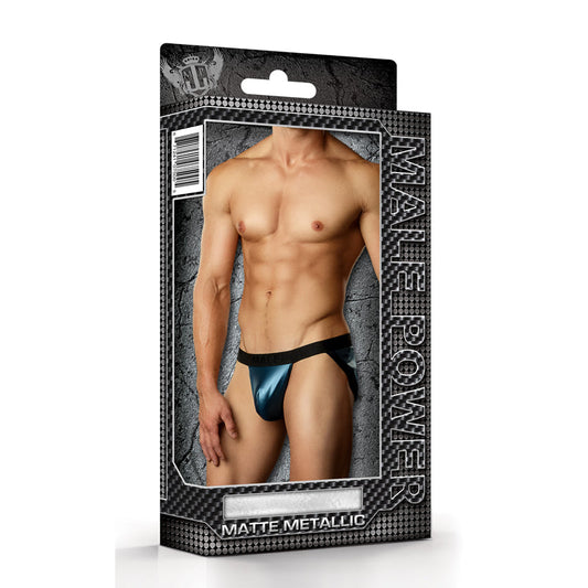 Male Power Matte Metallic Panel Jock Blue LX - Red Garter