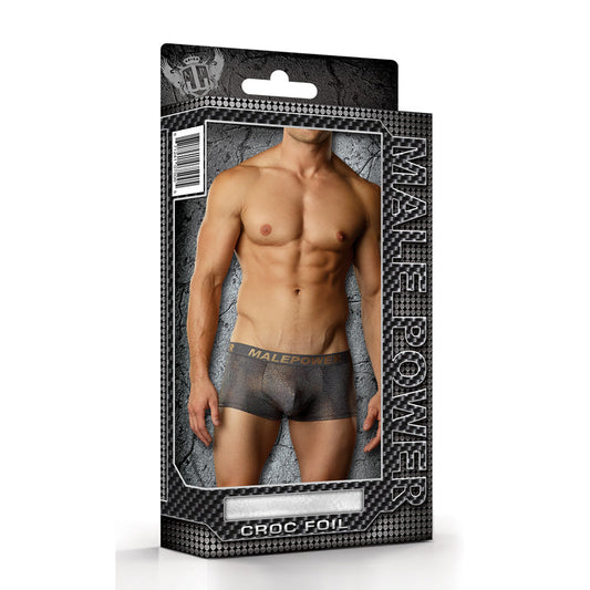 Male Power Croc Foil Mini Pouch Short Grey Med - Red Garter